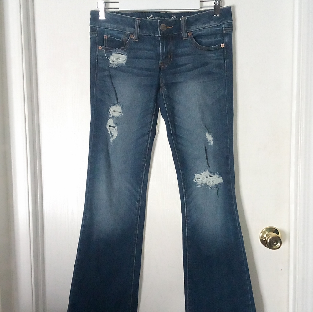 American eagle favorite boyfriend blue jeans ripped size 4 - Picture 1 of 5